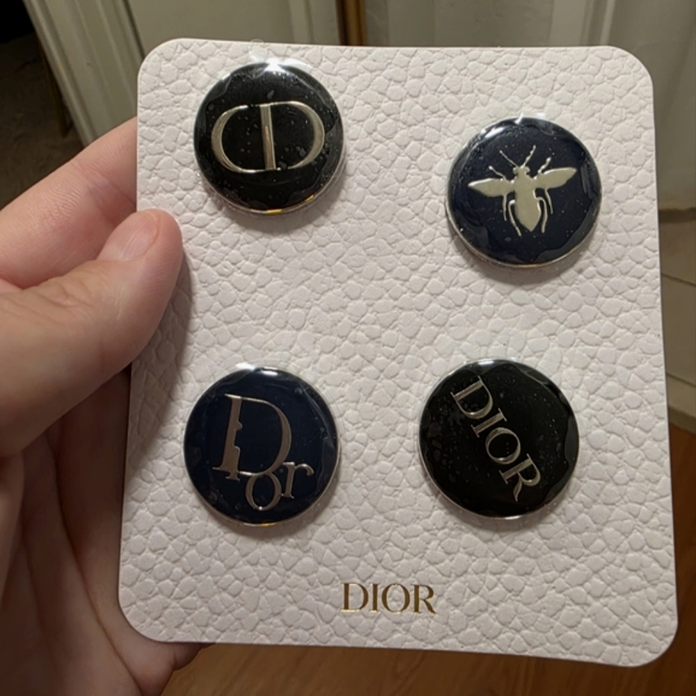 Dior Black and Gold Vintage Button Pins Set